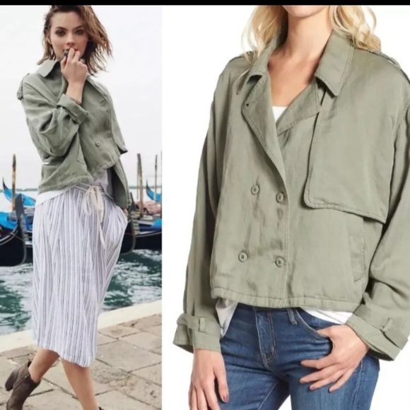 Rails Barclay Sage Women's Double Breasted Green Military Utility Jacket Size L - Picture 1 of 6